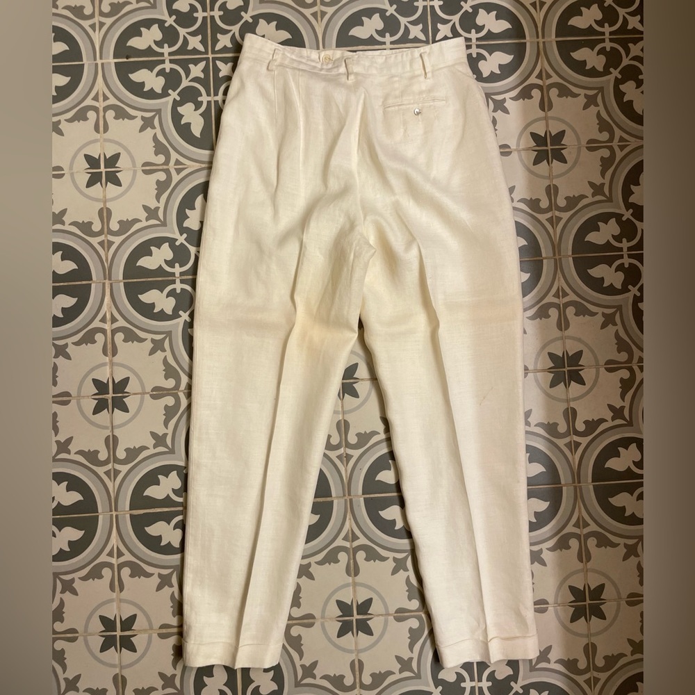 Vintage Ivory Linen Trouser